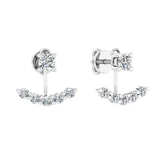Сережки-джекети з білого золота з діамантами (арт. Т011267050б)