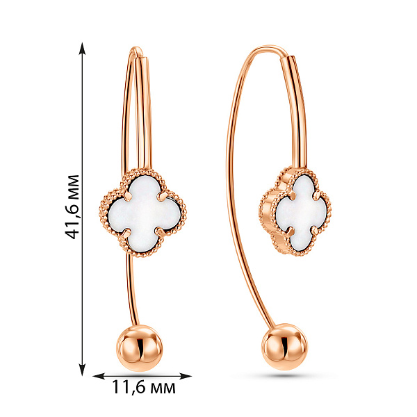 Серьги из красного золота с перламутром (арт. 1101200/10п) – изображение 2
