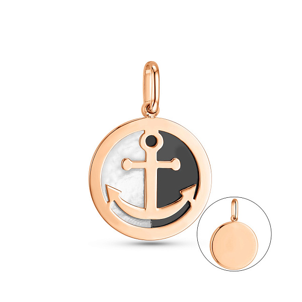 Подвес из красного золота с перламутром и ониксом (арт. 424929оп) – изображение 1