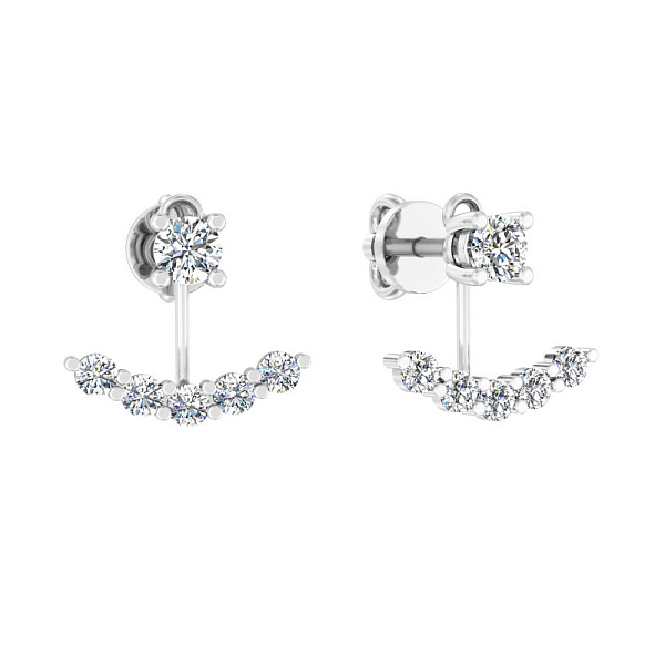 Сережки-джекети з білого золота з діамантами (арт. Т011267050б) – зображення 1