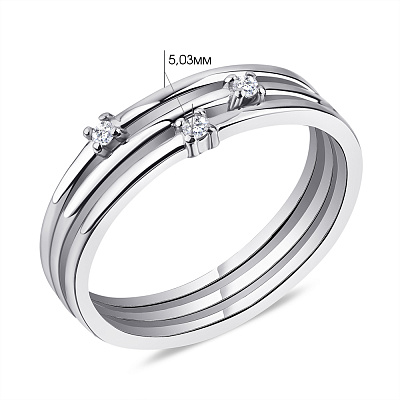 Серебряное кольцо с тремя фианитами  (арт. 7501/5339)