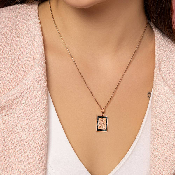 Золотая ладанка с фианитами (арт. 424949ч) – изображение 2