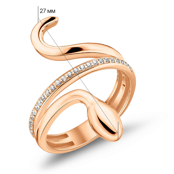 Золотое кольцо Змея с фианитами (арт. 156140) – изображение 4