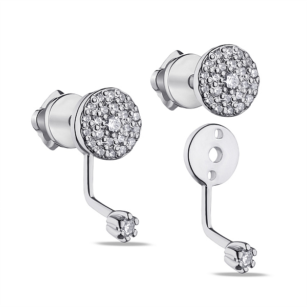 Серьги трансформеры из серебра с фианитами (арт. 7518/5408-р) – изображение 1