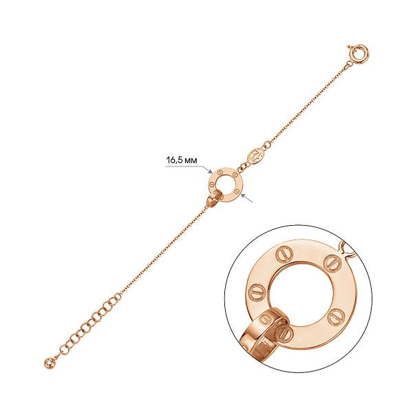 Браслет из красного золота с фианитами (арт. 326030) – изображение 2