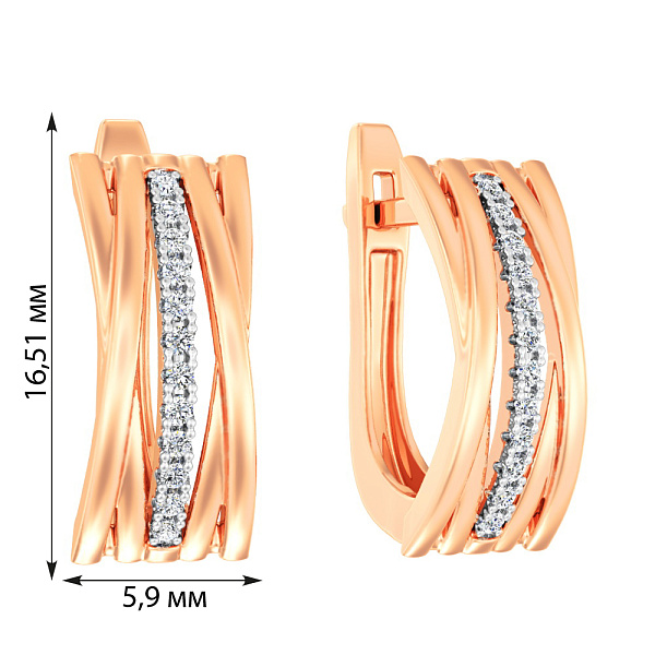 Золотые сережки Синергия с дорожкой фианитов (арт. 111136) – изображение 4