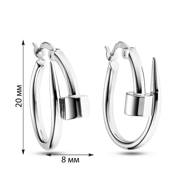 Сережки Цвяхи з білого золота (арт. 104996/20б) – зображення 2