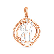 Фото Золотой подвес "Буква Н" с одним фианитом (арт. 440698)