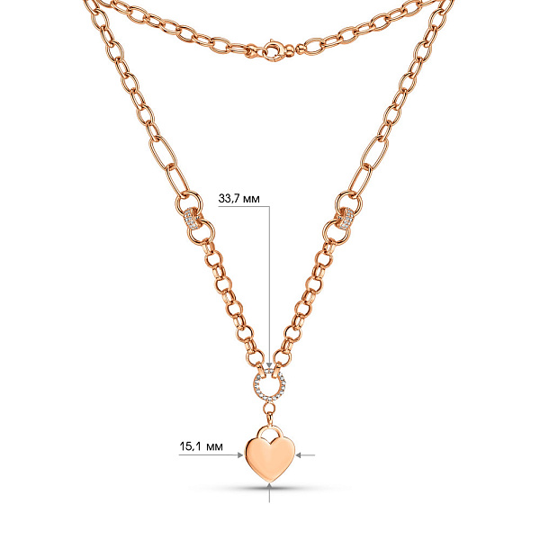Золоте кольє Серце з фіанітами (арт. 352448) – зображення 3