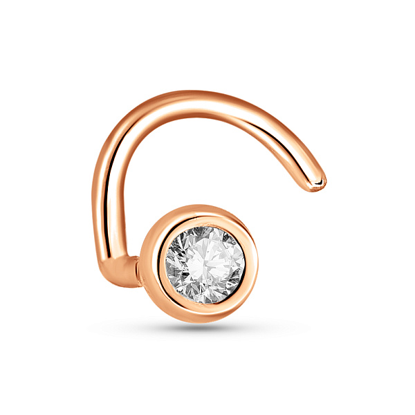 Золота сережка-пірсинг для носа з діамантом (арт. 6101304201) – зображення 1