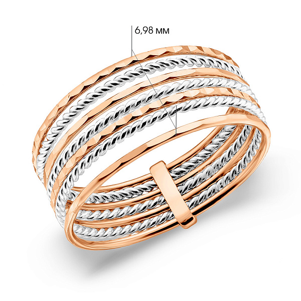 Многослойное кольцо из красного и белого золота (арт. 1401036) – изображение 5