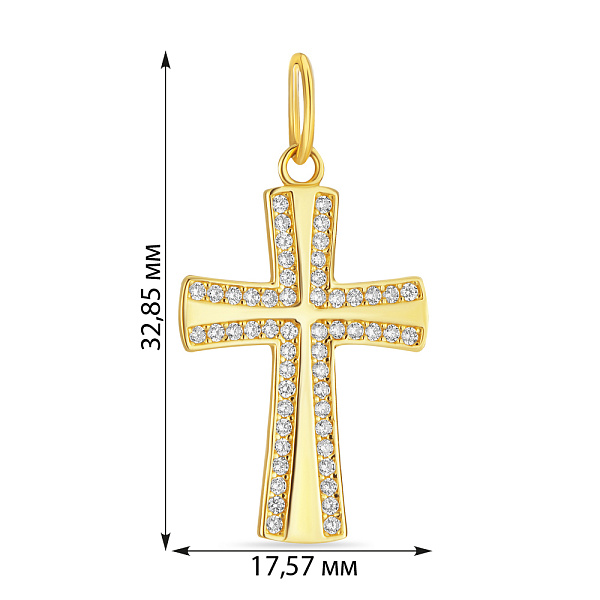Крестик с фианитами из желтого золота (арт. 423994ж) – изображение 2