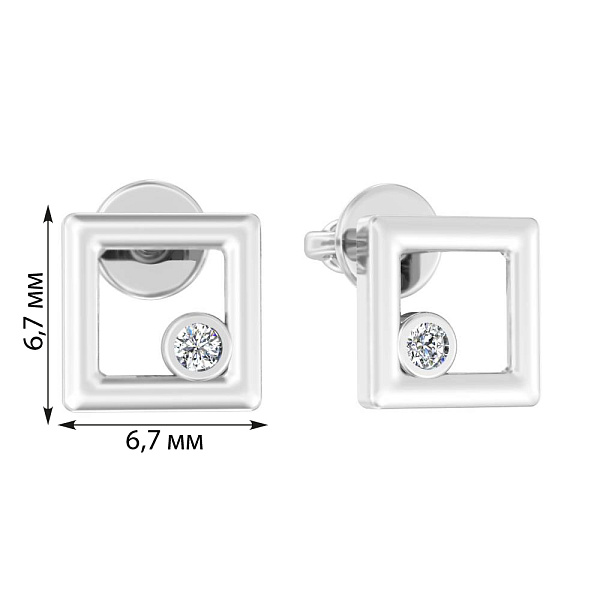 Пусеты из белого золота с бриллиантами  (арт. Т011369005б) – изображение 2