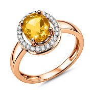 Фото Кольцо из золота с цитрином и фианитами (арт. 141153Пц)