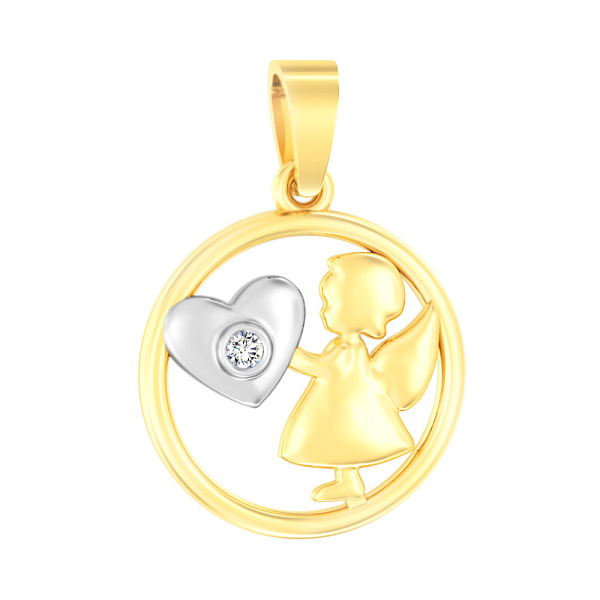 Золотая подвеска Ангел с фианитом (арт. 440598ж) – изображение 1