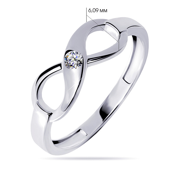 Золотое кольцо «Бесконечность»  с фианитом (арт. 140754б) – изображение 2