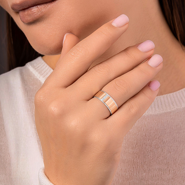 Обручальное кольцо золотое Американка с вставками (арт. 239189) – изображение 5