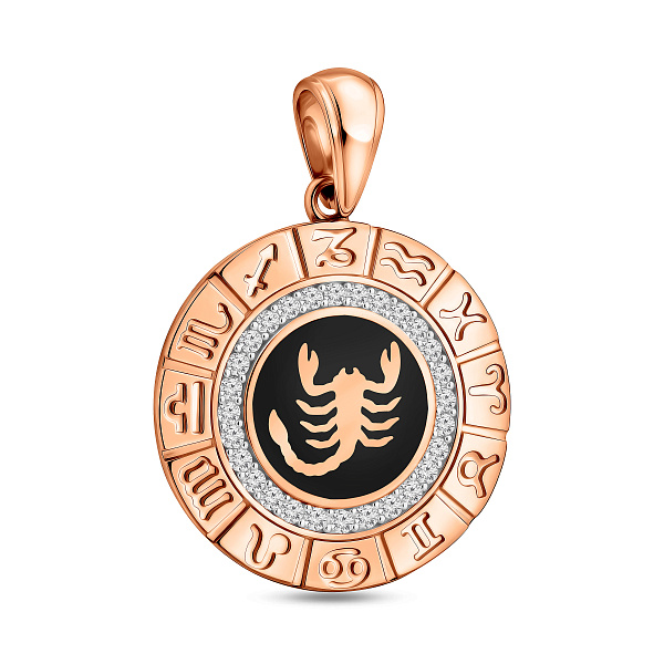Золотой подвес "Скорпион" с эмалью и фианитами (арт. 440681ечск) – изображение 1