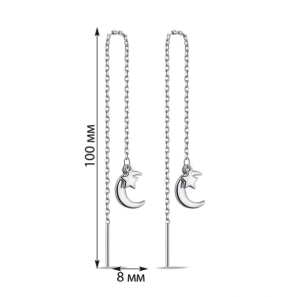 Срібні сережки-протяжки Місяць (арт. 7502/9727) – зображення 2