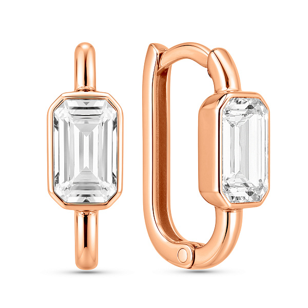 Серьги из красного золота с фианитами (арт. 1092233) – изображение 1
