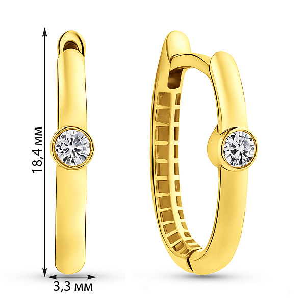 Серьги из желтого золота с фианитом (арт. 1091034/20ж) – изображение 2