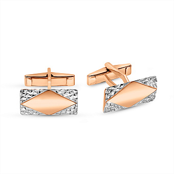 Запонки золотые с родированием и алмазной гранью (арт. 210075ра)