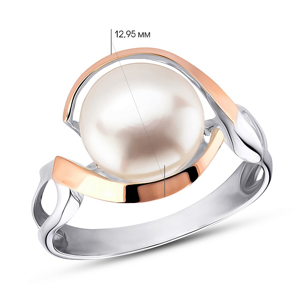 Серебряное кольцо с жемчугом  (арт. 7201/103жбкп) – изображение 2