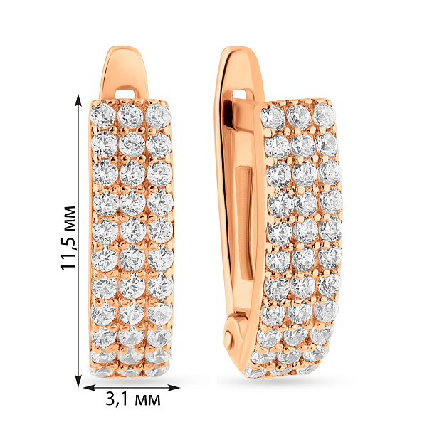 Сережки з червоного золота з фіанітами (арт. 2105059101) – зображення 4