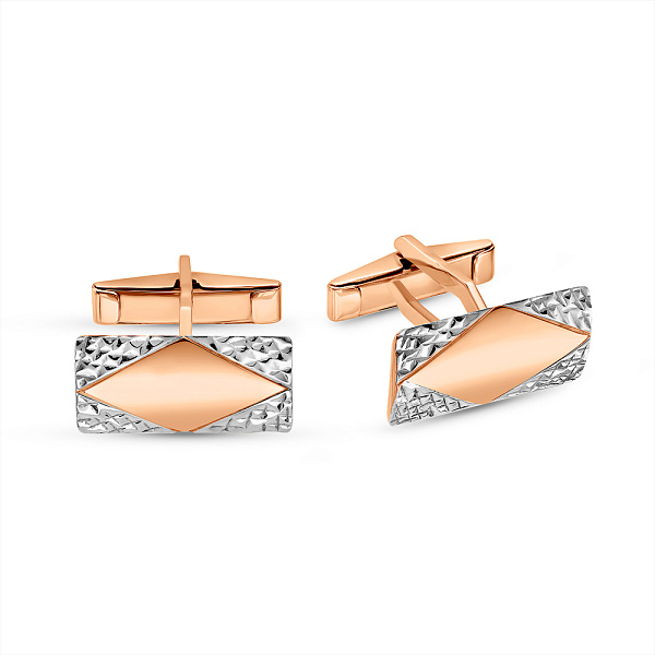 Запонки золоті з родіюванням та алмазним гравіюванням (арт. 210075ра) – зображення 1