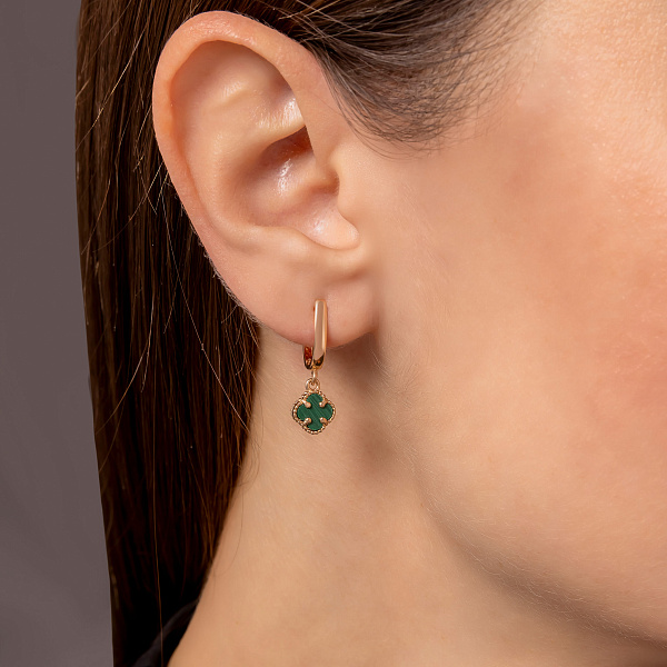 Сережки з червоного золота з малахітом (арт. 105693/7млх) – зображення 3