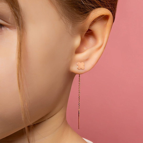 Сережки-протяжки из красного золота (арт. 110048) – изображение 4