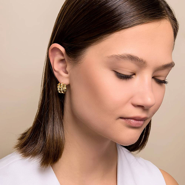 Золотые серьги Змея с фианитами (арт. 1091461ж) – изображение 3