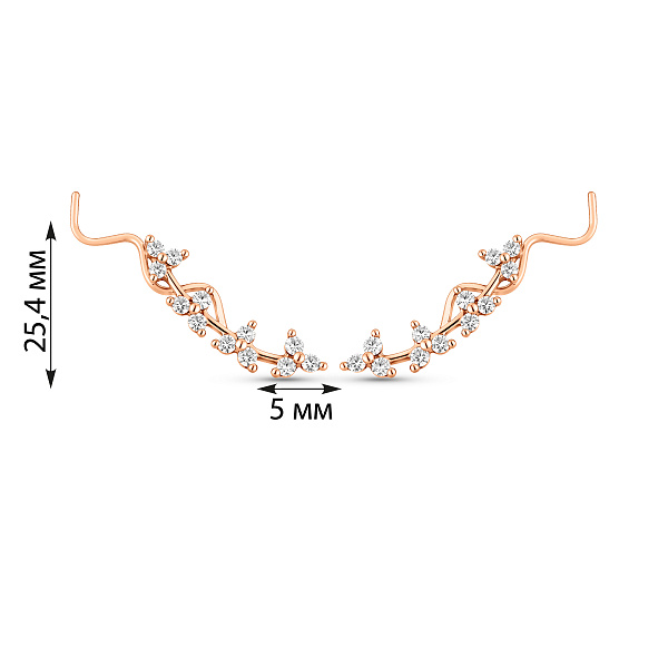 Золотые серьги клаймберы с фианитами (арт. 110171) – изображение 4