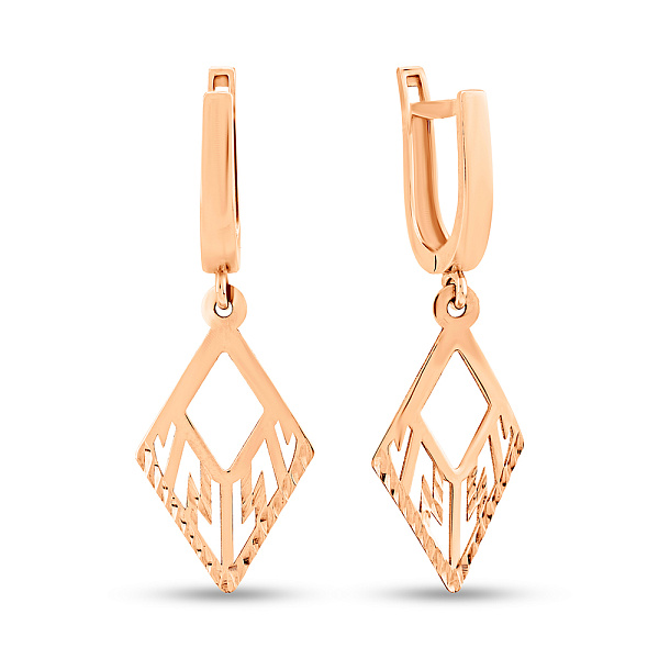 Серьги из красного золота с подвесками (арт. 106046) – изображение 1