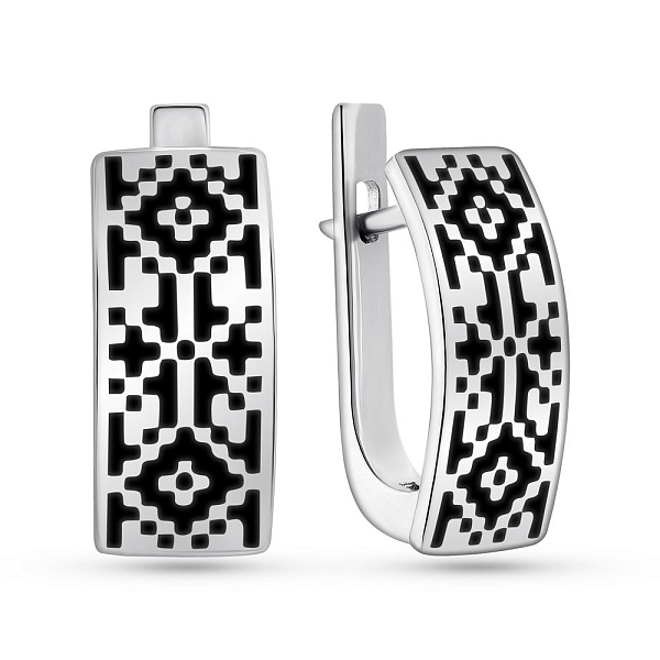 Серебряные серьги Орнамент с эмалью (арт. 7502/240ечсю) – изображение 1
