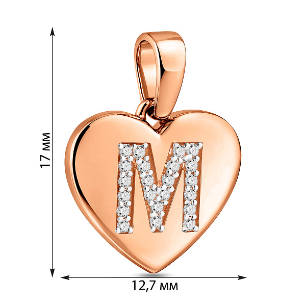 Золотий кулон Літера М з фіанітами (арт. 440986) – зображення 3