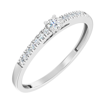 Фото Золота каблучка в білому кольорі металу з діамантами (арт. К011131015б)
