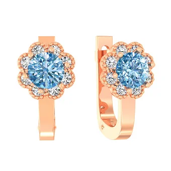 Детские золотые серьги с голубыми фианитами (арт. 110511г)