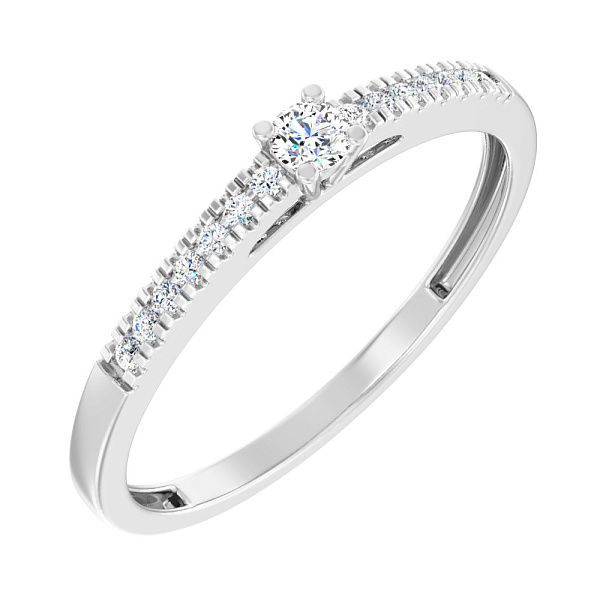 Золотое кольцо в белом цвете металла с бриллиантами (арт. К011131015б) – изображение 1