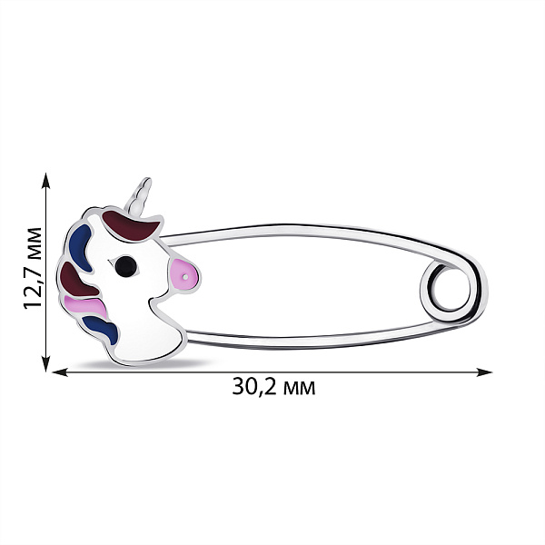 Детская булавка из серебра Единорог с эмалью  (арт. 7511/А108ецвшпю) – изображение 2