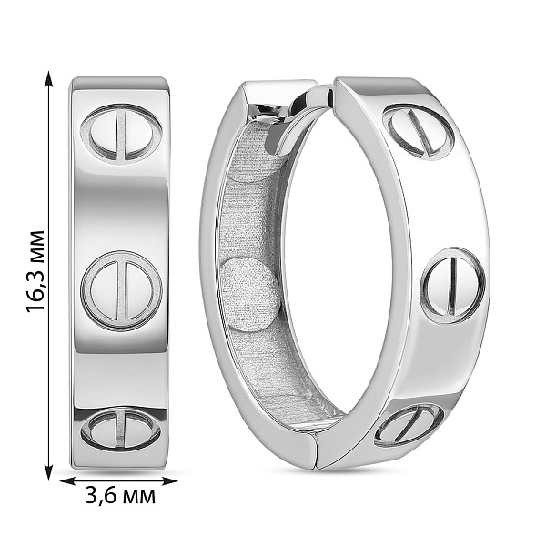 Серьги-кольца из белого золота (арт. 105164/15б) – изображение 4