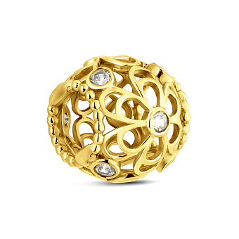 Золотий шарм намистина квітка (арт. 440390ж)