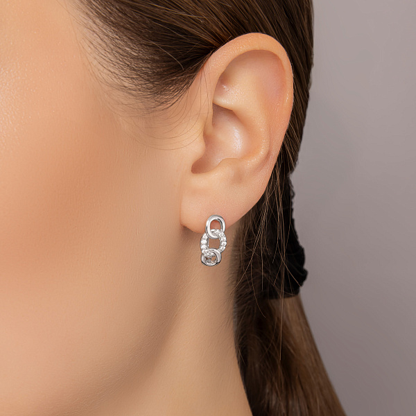 Сережки з білого золота з діамантами (арт. С011263010б) – зображення 2