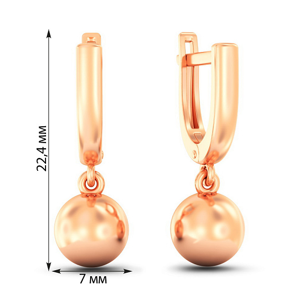 Сережки Кульки з червоного золота (арт. 110521/7) – зображення 3