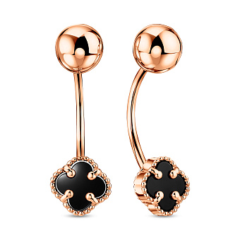 Золотые серьги с ониксом (арт. 1092139/7о)