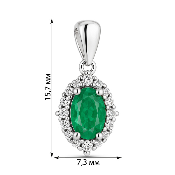 Серебряная подвеска с изумрудом и фианитами (арт. 7503/4913Изм) – изображение 2