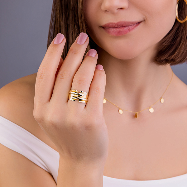 Широкое кольцо из желтого золота (арт. 155209ж) – изображение 3