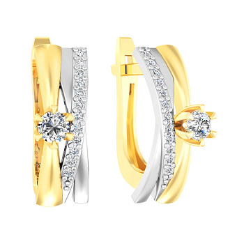 Фото Золотые сережки Синергия с фианитами  (арт. 111079ж)