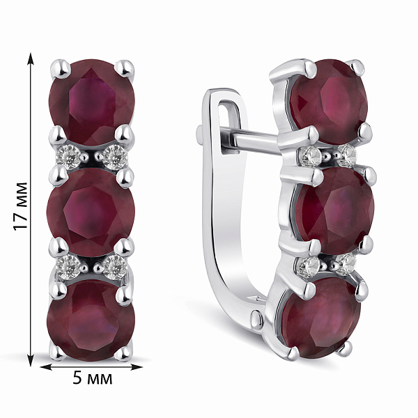 Серебряные серьги с рубинами (арт. 7502/2193524Р) – изображение 2