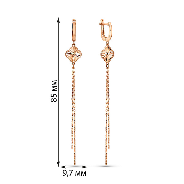 Сережки-підвіски з червоного золота (арт. 1091188/10а) – зображення 4